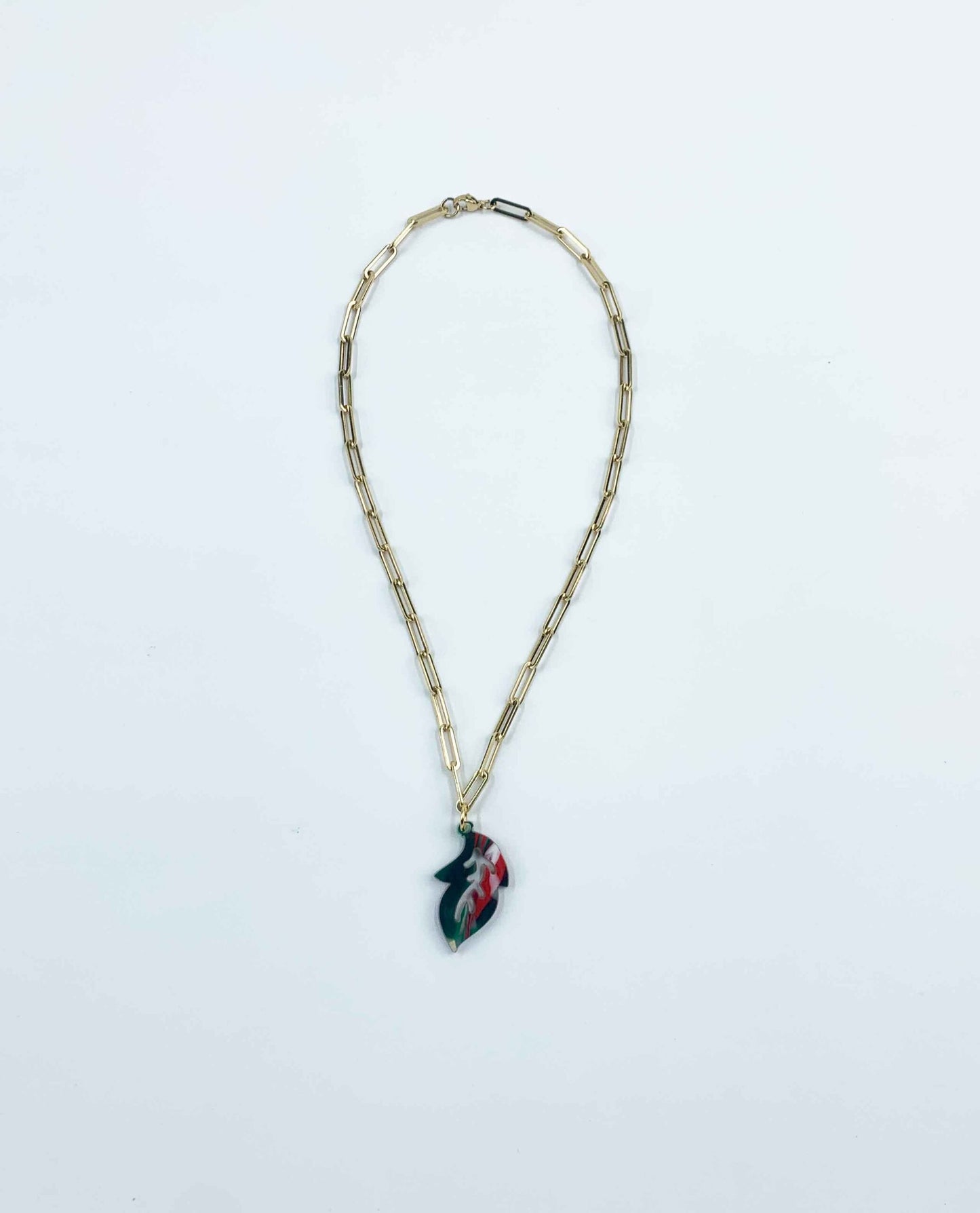 Collar hoja verde y rojo-1