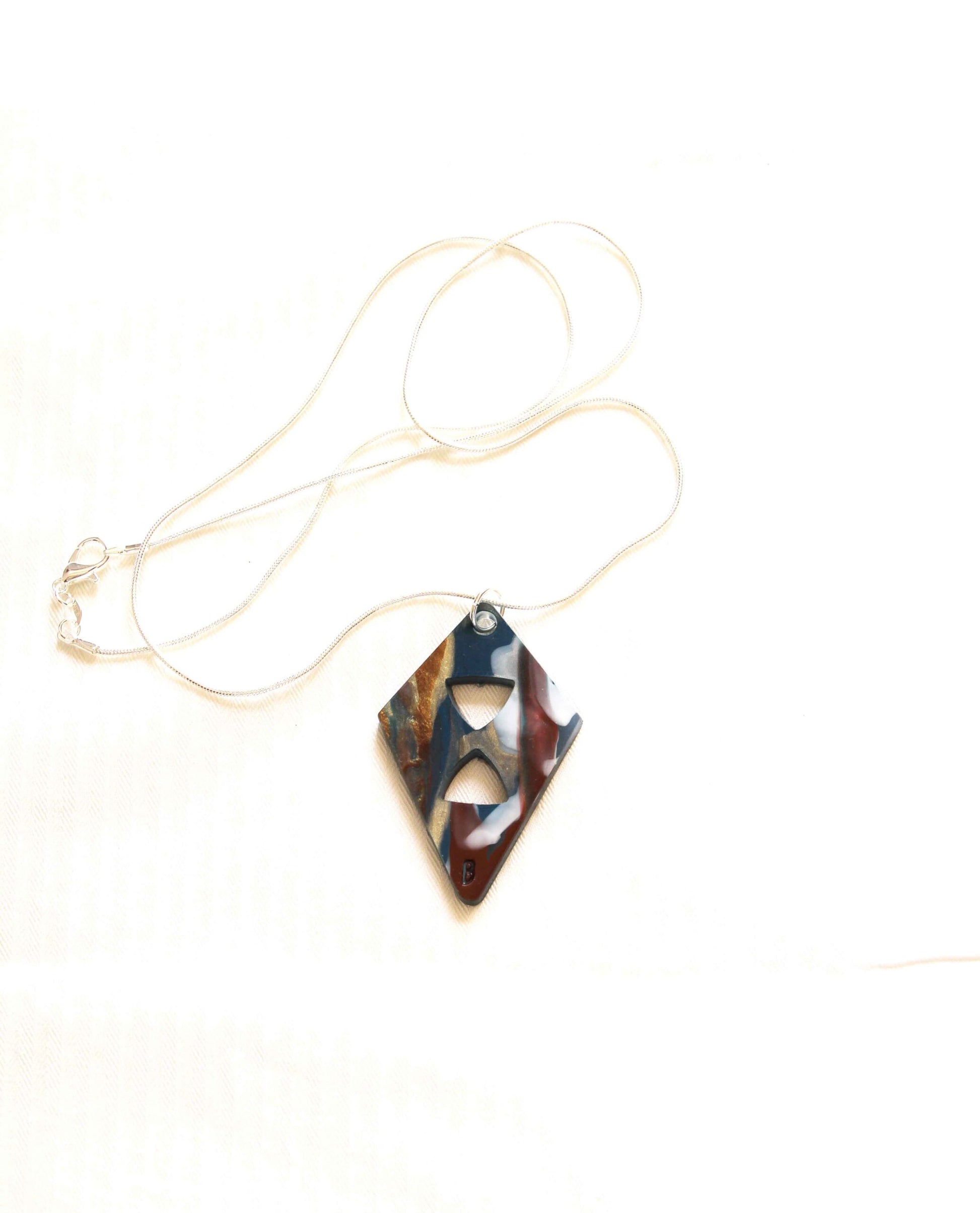 Collar romboidal, cadena color plata-5