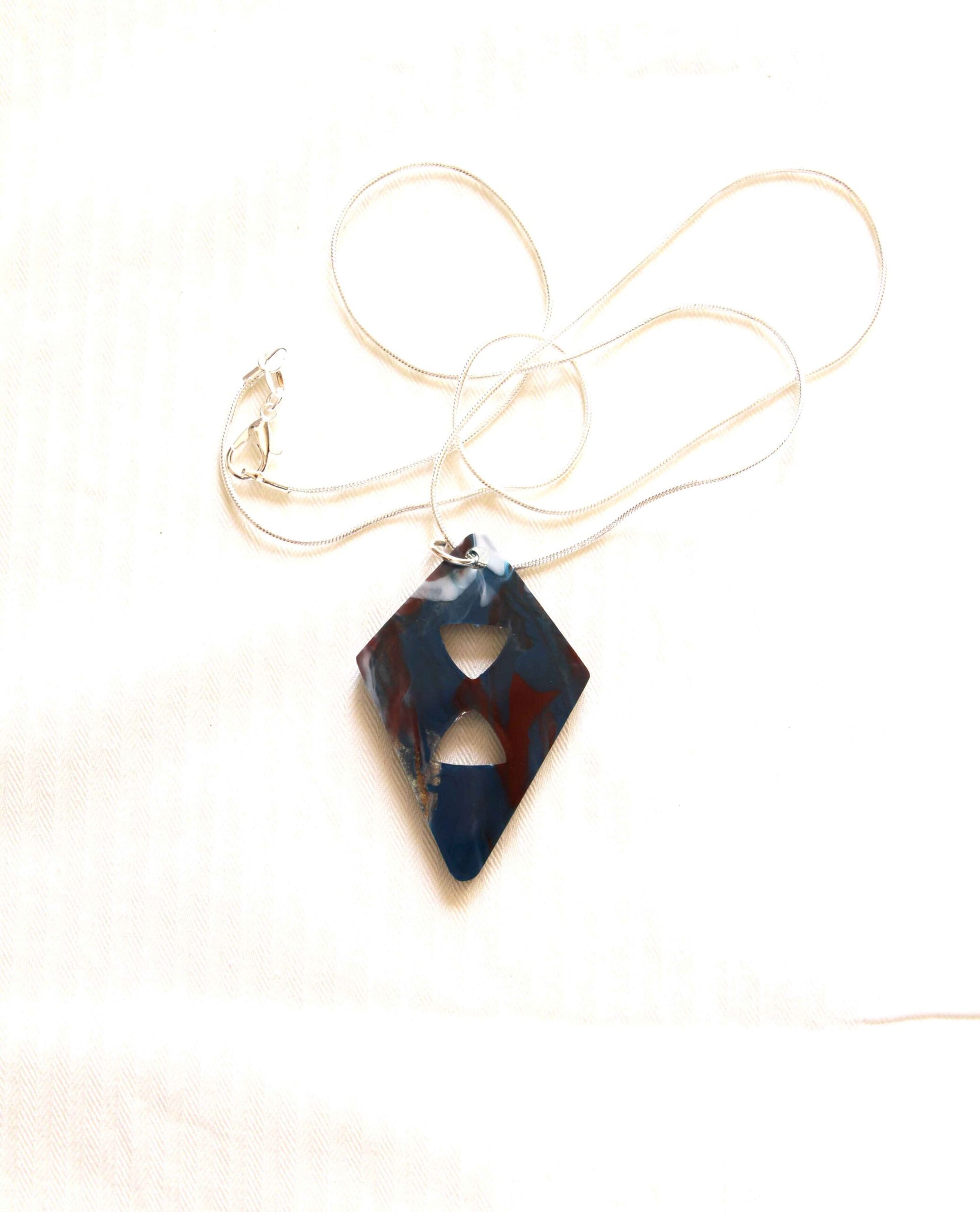 Collar romboidal, cadena color plata-4