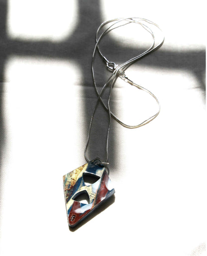Collar romboidal, cadena color plata-2