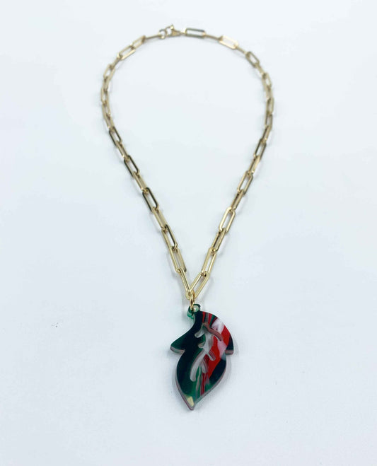 Collar hoja verde y rojo-0