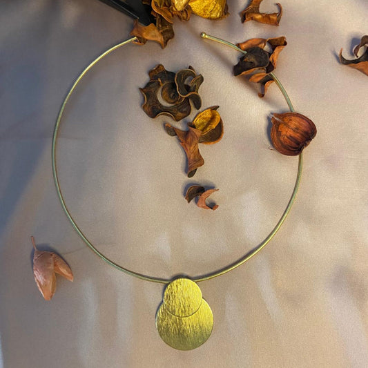 ECLIPSE choker with gold plated pendant - Design with character-0