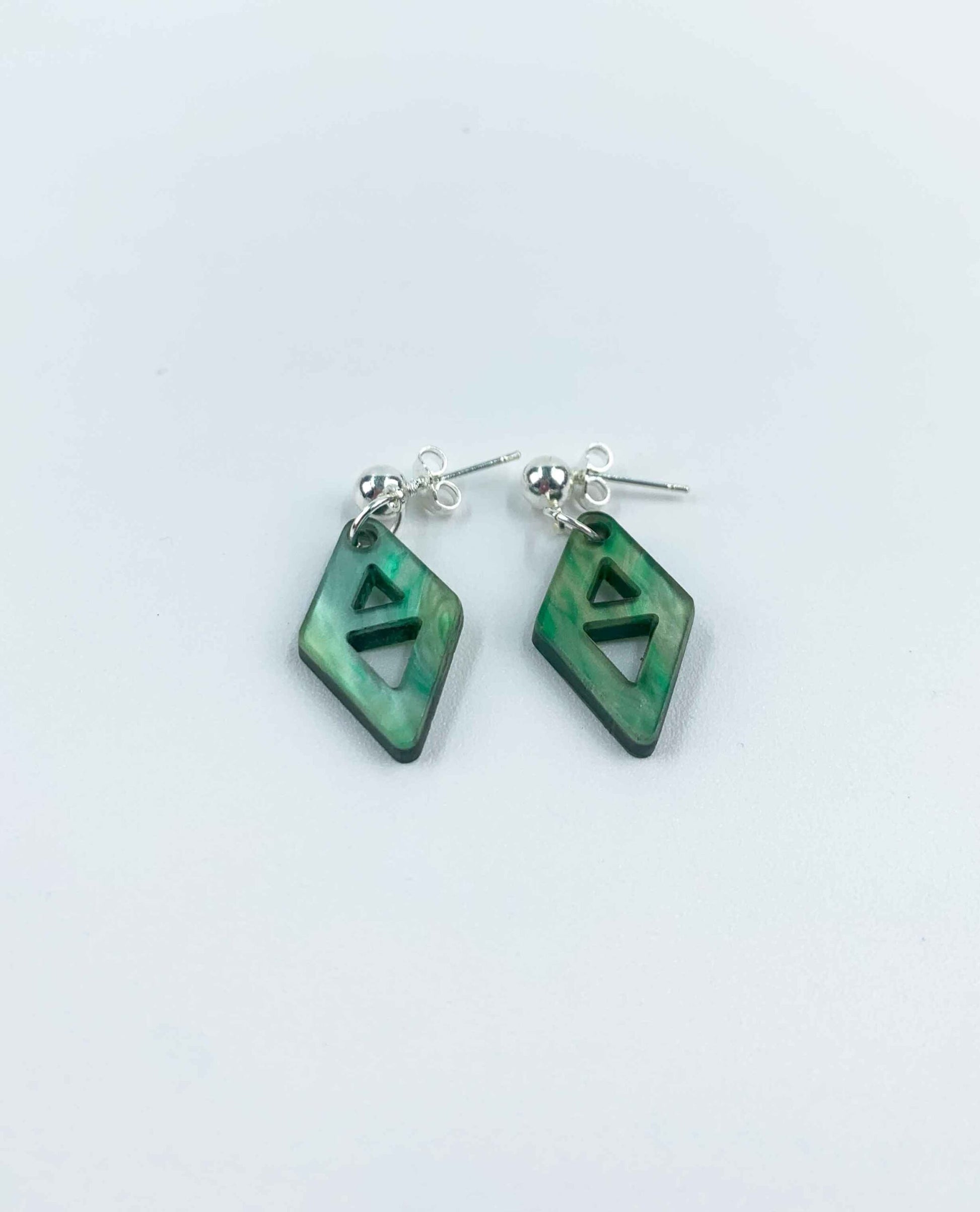 Pendientes colgante Rombo verde-3