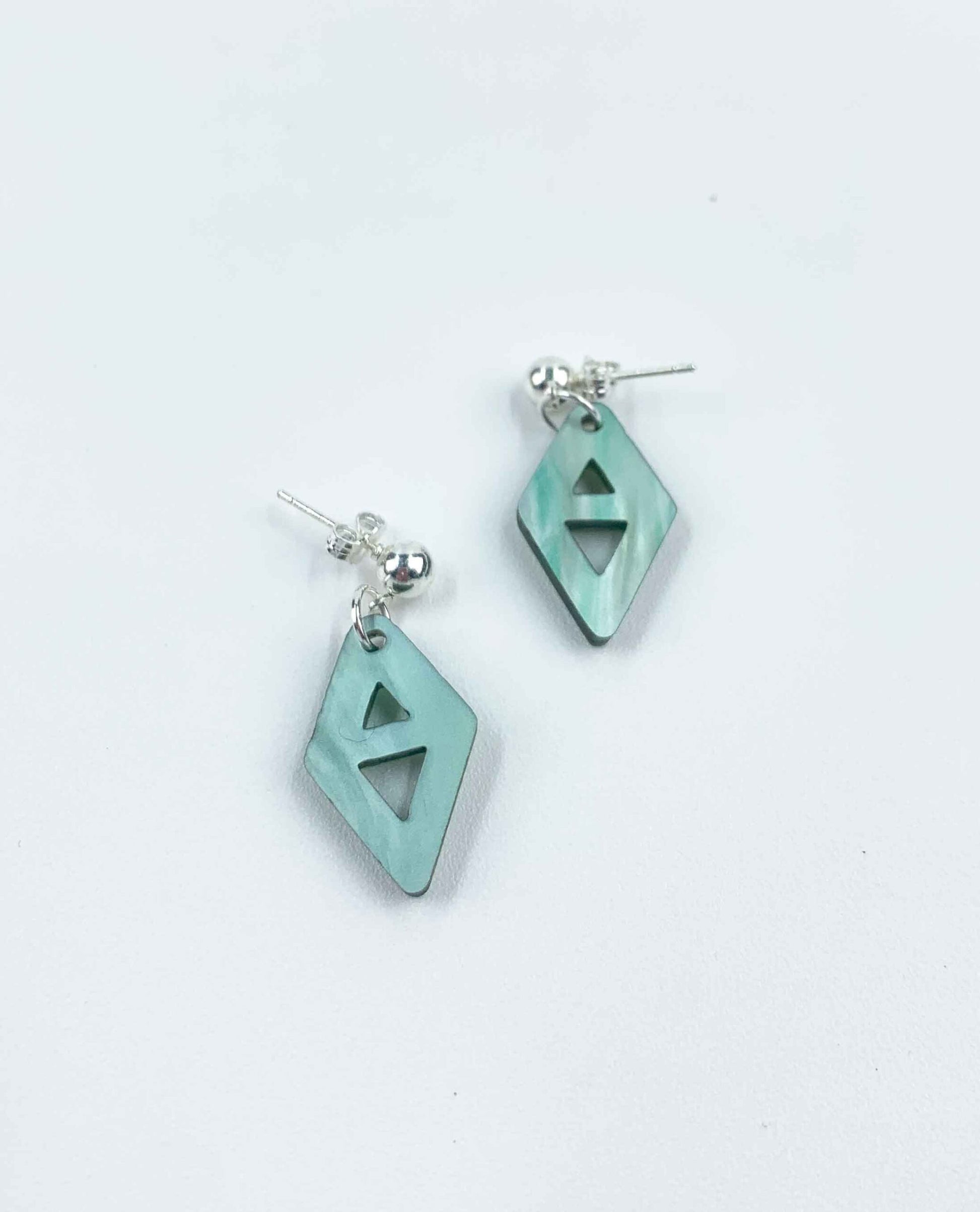 Pendientes colgante Rombo verde-1