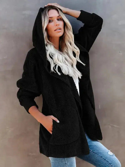Hooded Fleece Cardigan Coat
