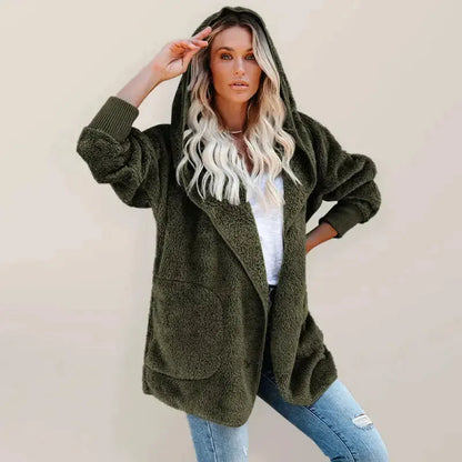 Hooded Fleece Cardigan Coat